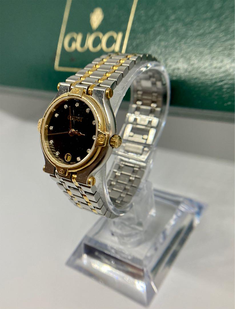 正規店即納 GUCCI 9000L 腕時計クォーツ グッチ GWsCN-m64159761077 ダイヤモンド12P ゴールド 人気定番得価