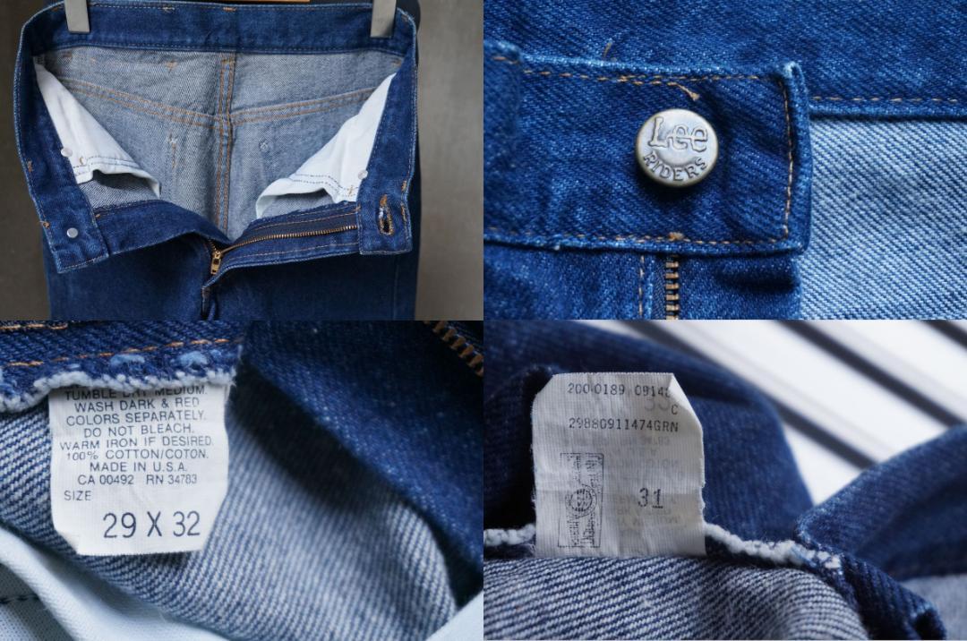 美品 80s USA製 Lee 200-0189 濃藍デニム ストレートジーンズ