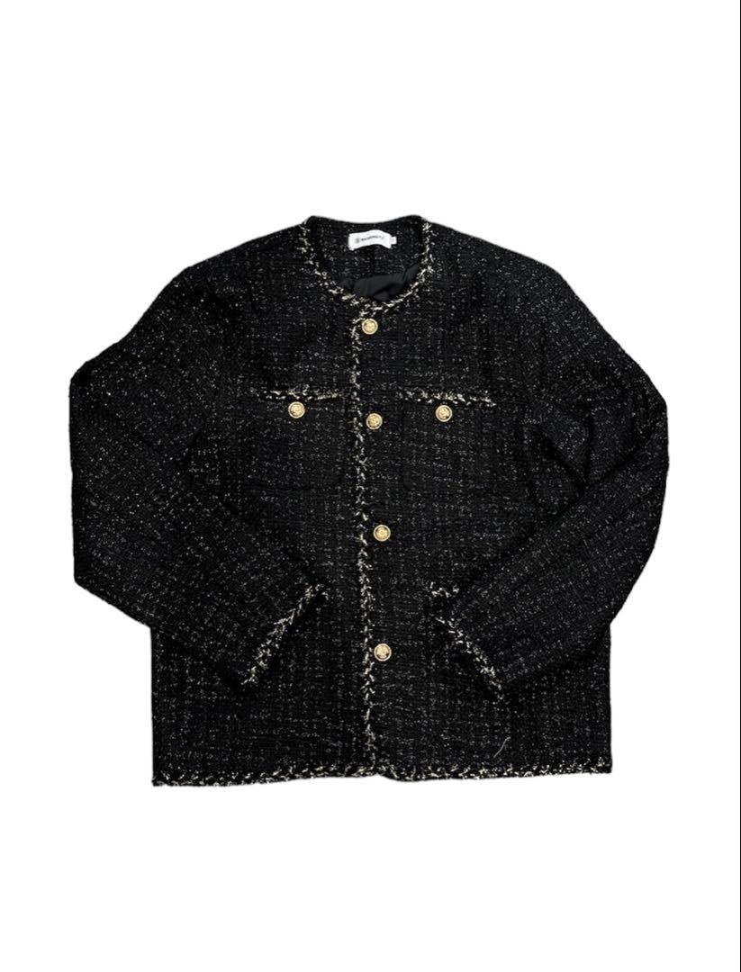 【ALUDE SELECT】black gord tweed jacket