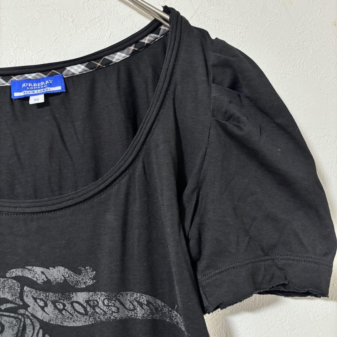 BURBERRY BLUE LABEL Tシャツ チュニック丈 ビッグホース 黒