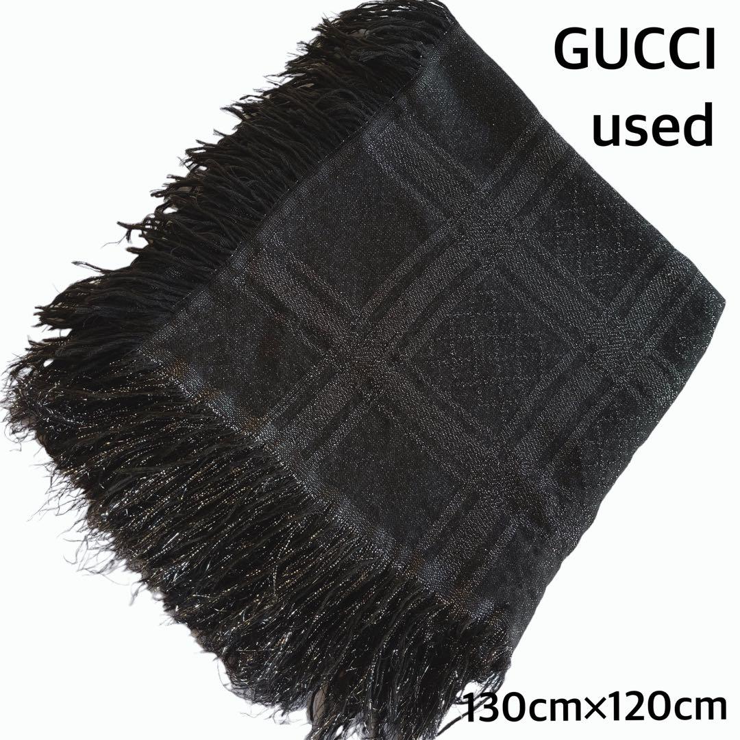 ✴️GUCCI ストール 黒に銀ラメ 大判 中古