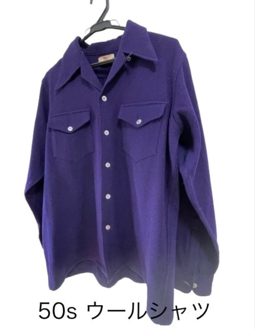40s BRENT ウールシャツ ロカビリー50s ヴィンテージL
