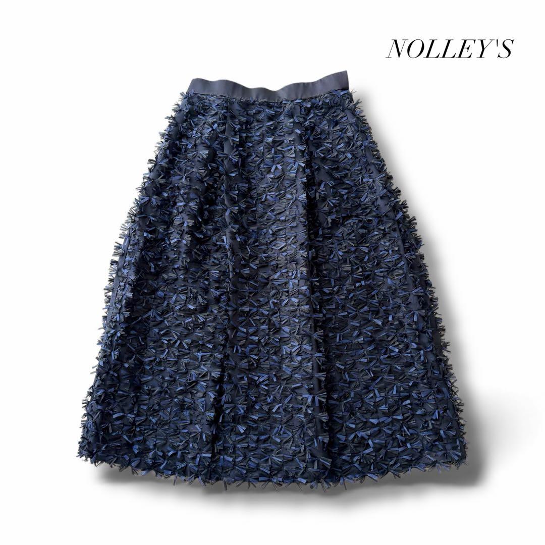 ノーリーズ KIRYUリボンジャガードスカート 38M・NOLLEY'S