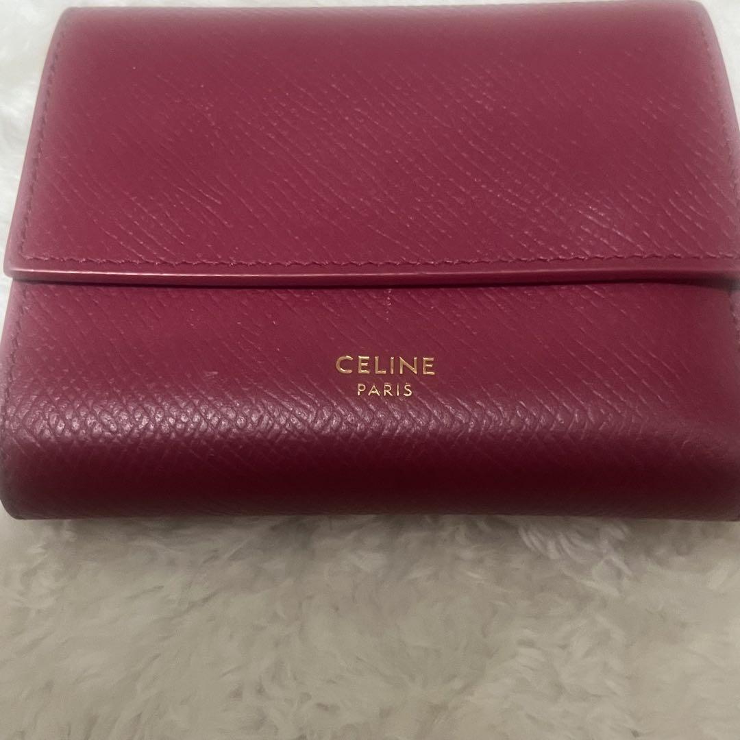 セリーヌ CELINE スモールトリフォード ウォレット 財布　レッド