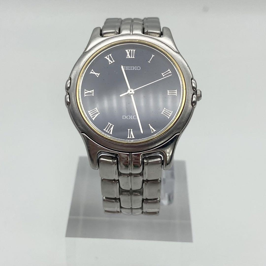 【美品/稼働品】SEIKO ドルチェ　腕時計 クォーツ シルバー　文字盤ネイビー