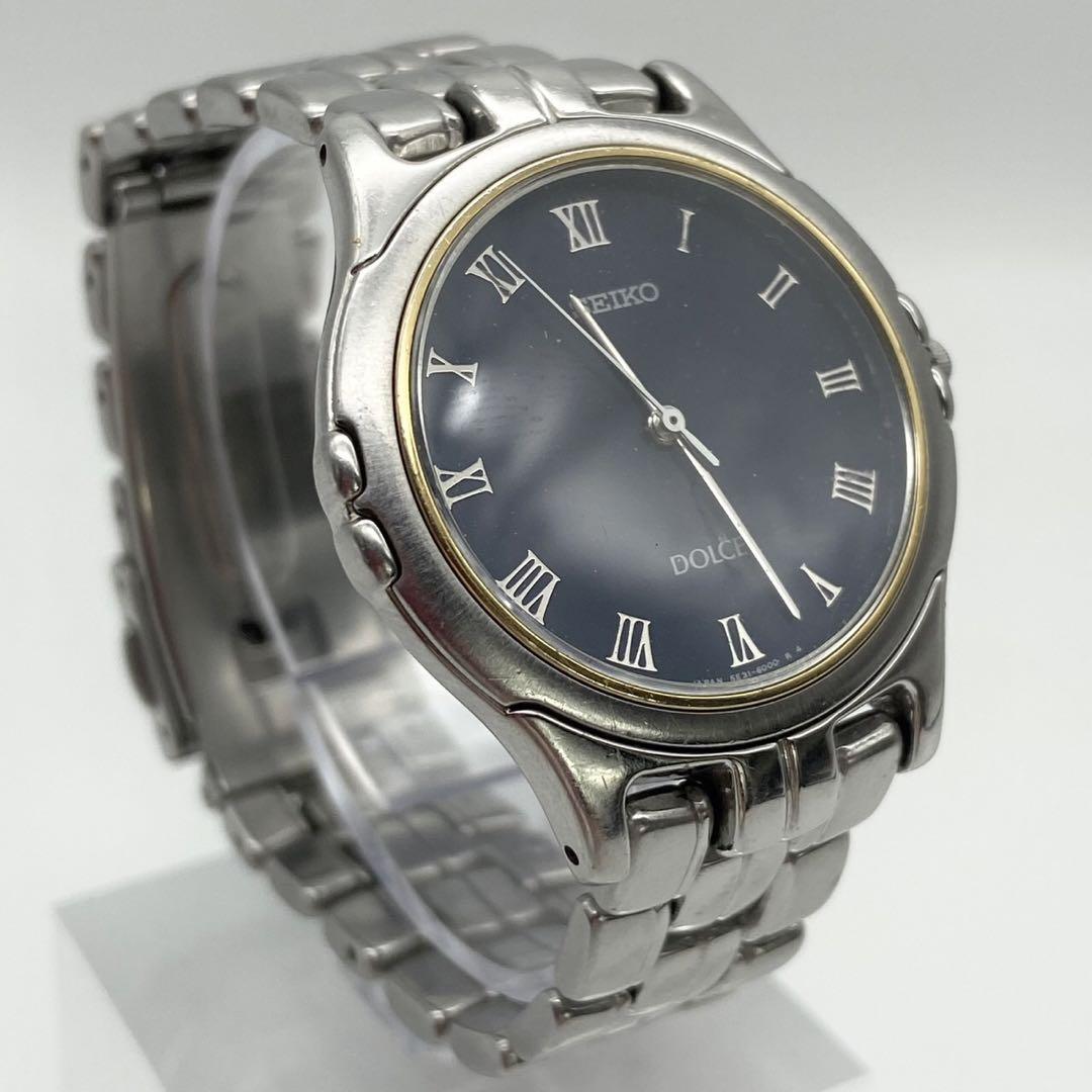 【美品/稼働品】SEIKO ドルチェ　腕時計 クォーツ シルバー　文字盤ネイビー