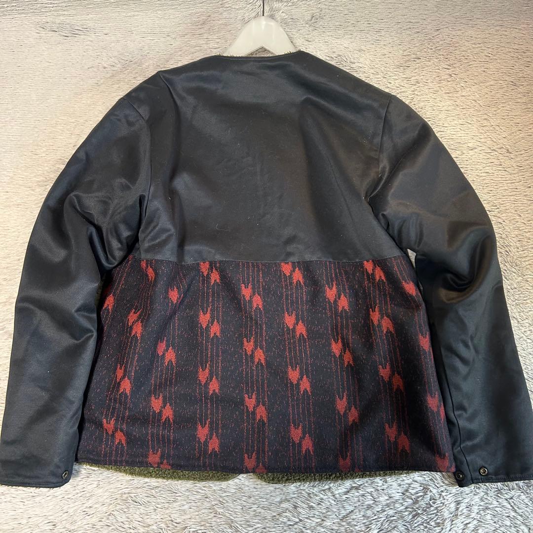 CALEE キャリー 18AW ノーカラー ボアジャケット 切替チノクロス CALEE キャリー 18AW ノーカラー ボアジャケット 切替チノクロス