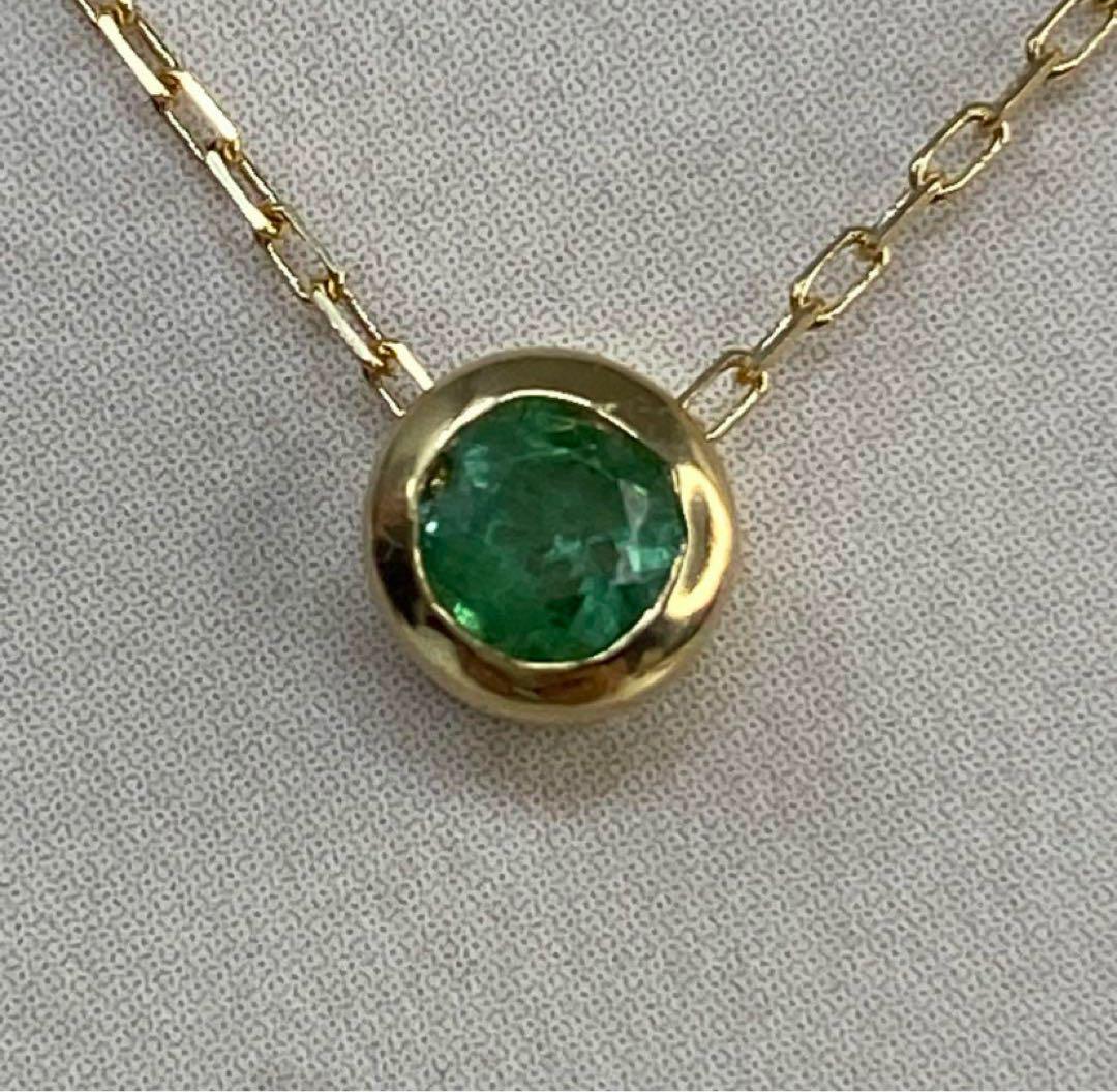 K18YG AU750 天然パライバトルマリン 0.15ct ピンネックレス