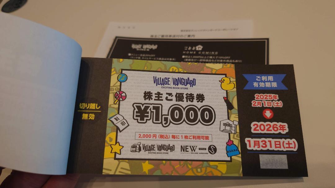 VILLAGE VANGUARD 株主優待券 12000円