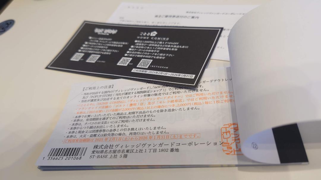 VILLAGE VANGUARD 株主優待券 12000円