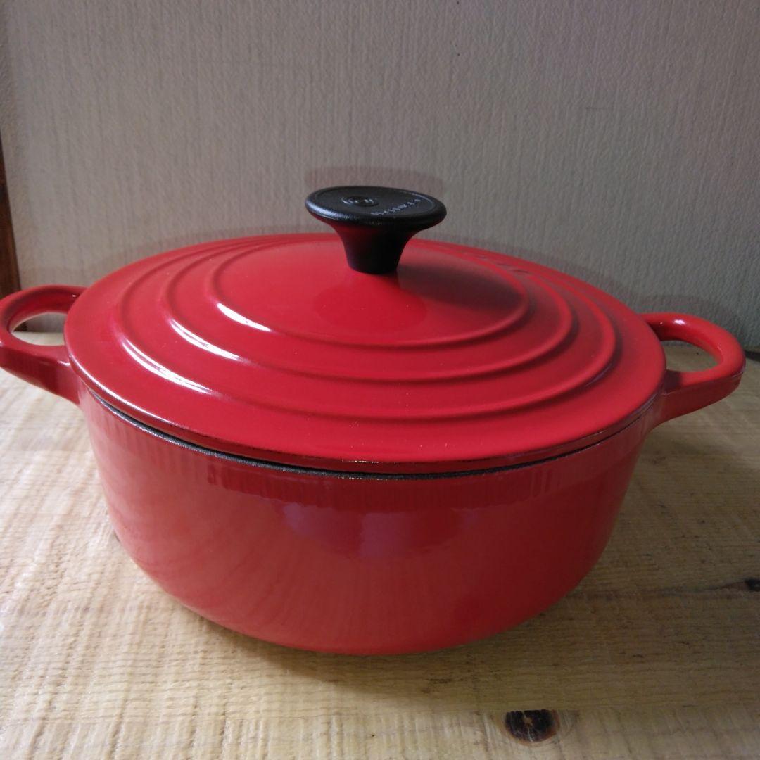 【未使用】ル・クルーゼ LE CREUSET ココット・ロンド18cm レッド系