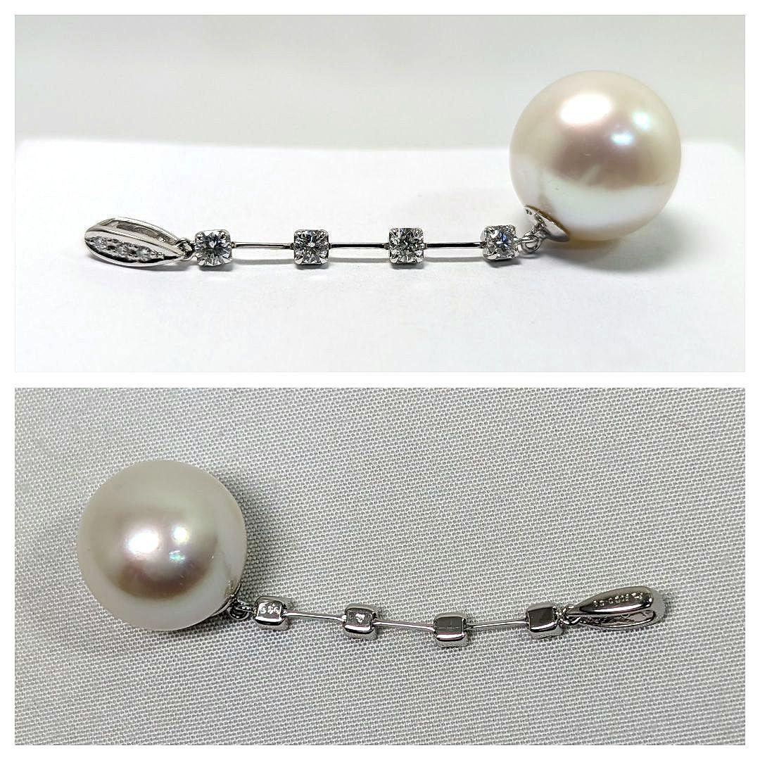 ランキングや新製品 Pt900/800/K18WG パール/ダイヤ入り ペンダントオメガネックレス アクセサリー