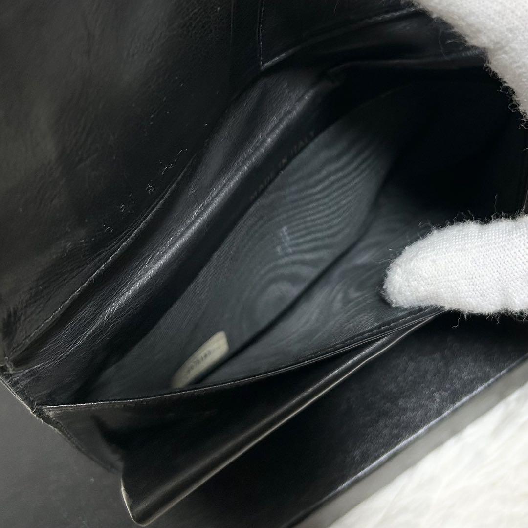 【高級】CHANEL シャネル キャビアスキン 長財布 がま口