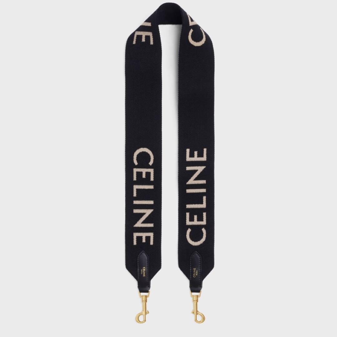 CELINE ジャカード ロングストラップ ウール ショルダー ブラック