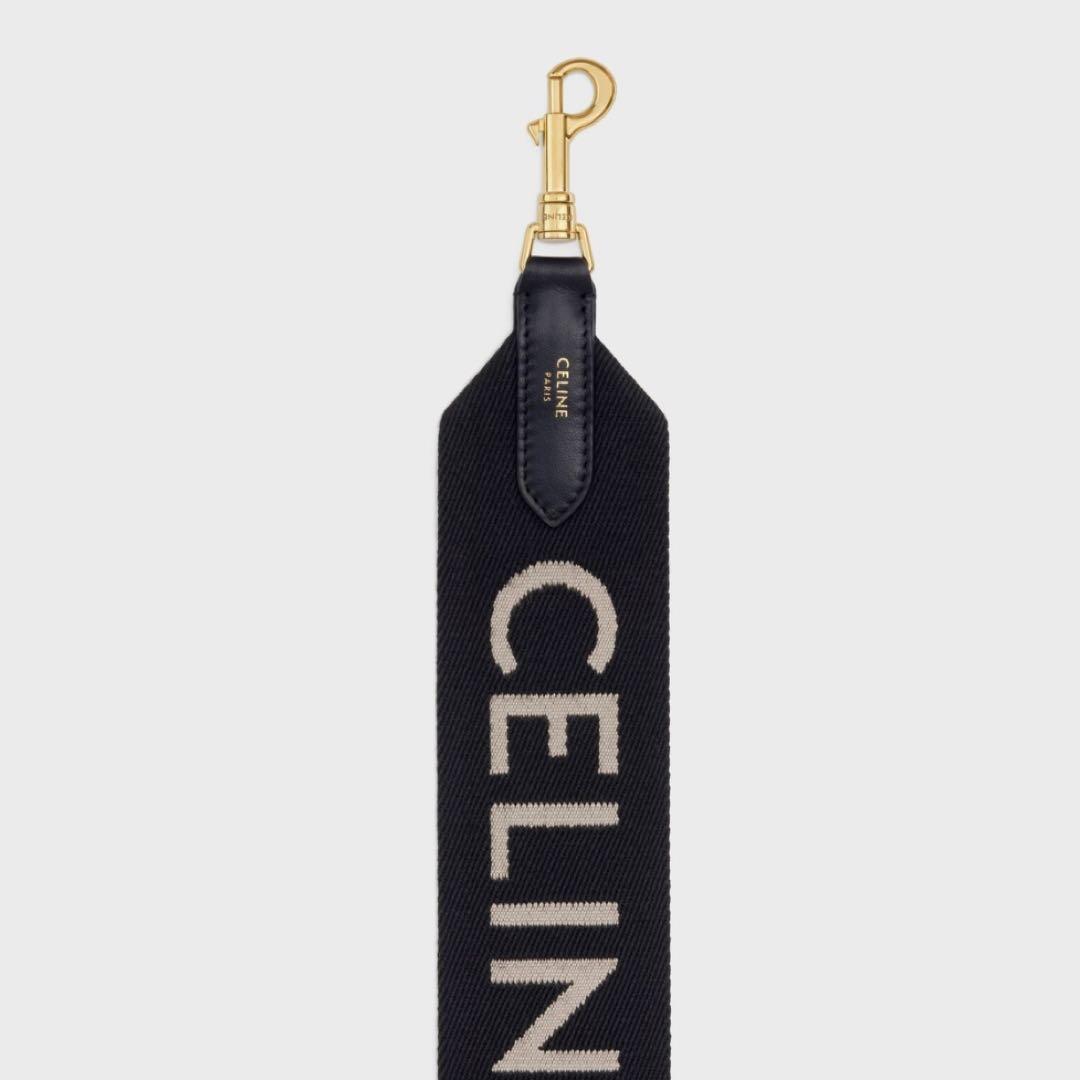 CELINE ジャカード ロングストラップ ウール ショルダー ブラック