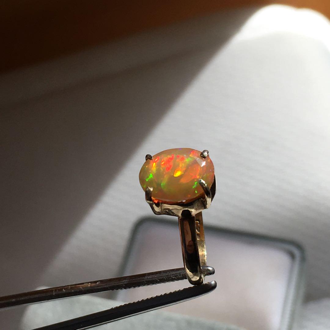 特価商品  ミルキーな 天然石 ファイア オパール 大粒 10×8×5mm 10号 アクセサリー