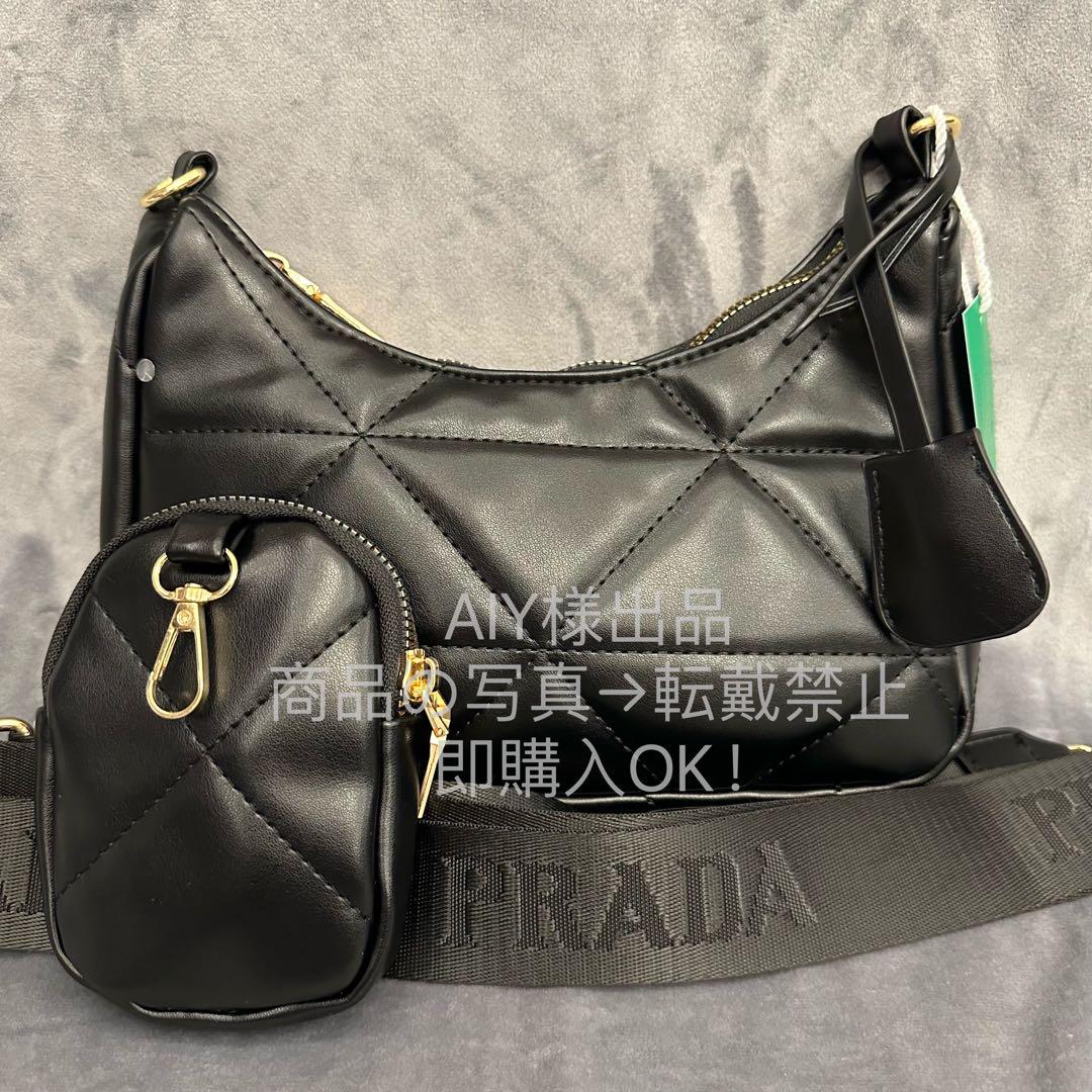 大人気 PRADA ノベルティ プラダ ショルダーバッグ ブラック pf