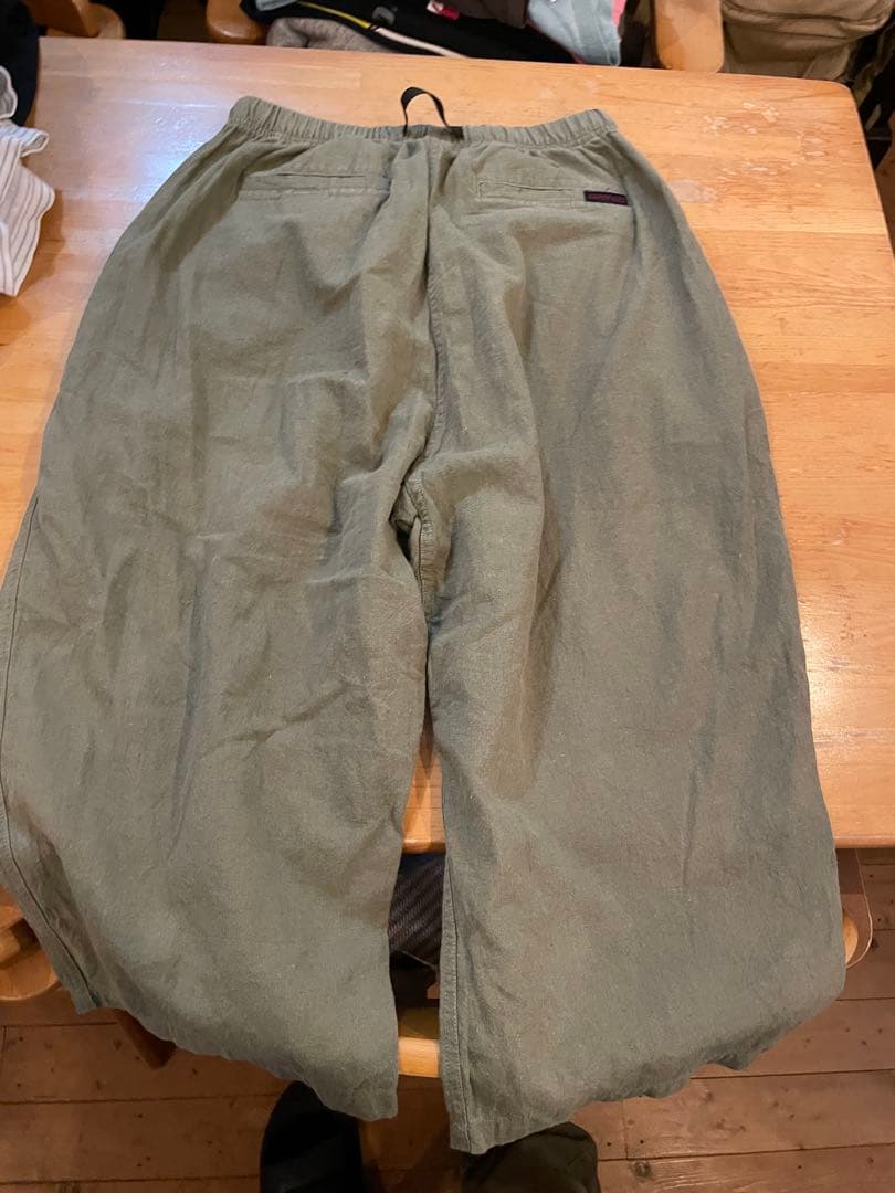 希少 ヘンプコットンGRAMICCI USA オリーブ色 フリー 七分丈 希少 ヘンプコットンGRAMICCI USA オリーブ色 フリー 七分丈