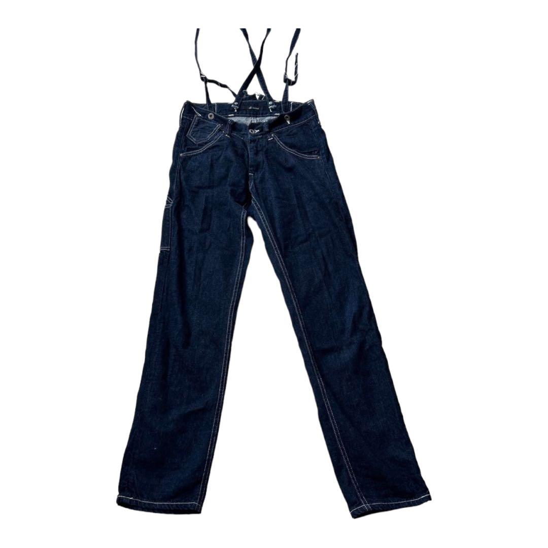 ジョンブル デニム サロペット サスペンダー カーゴパンツ S 超美品 逆