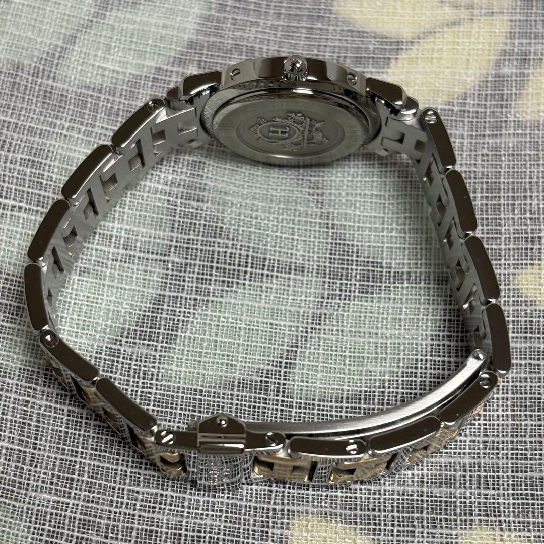 【箱付き】HERMES エルメス　クリッパー　ホワイト×コンビ　レディース時計