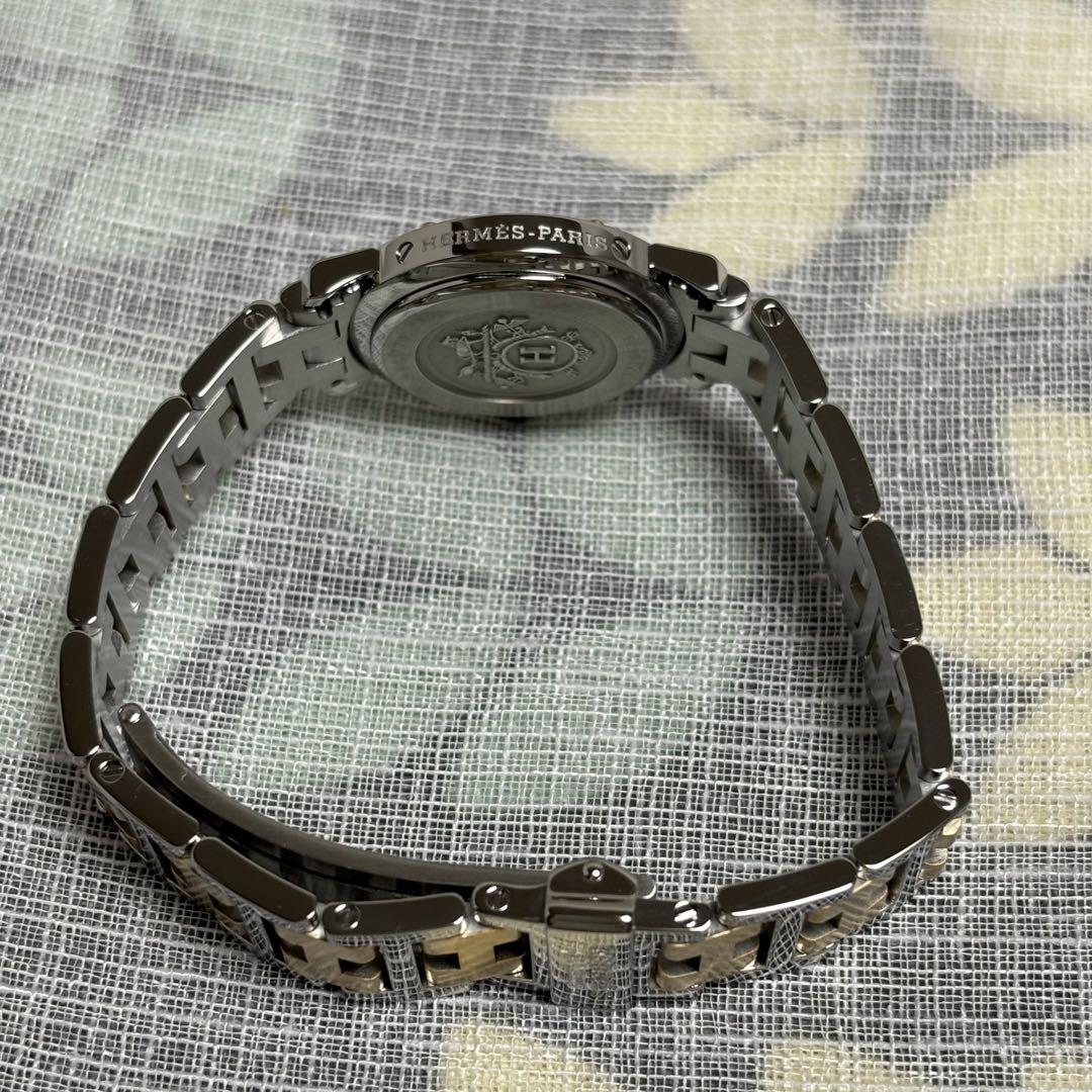 【箱付き】HERMES エルメス　クリッパー　ホワイト×コンビ　レディース時計