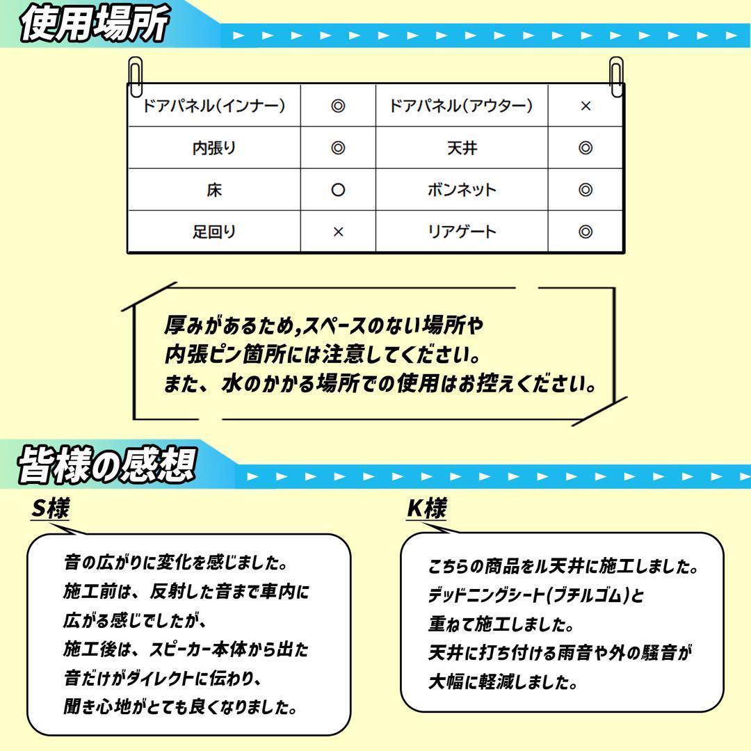 【超お得】吸音材6枚セット！デッドニング【音質向上、防音材、遮音材】