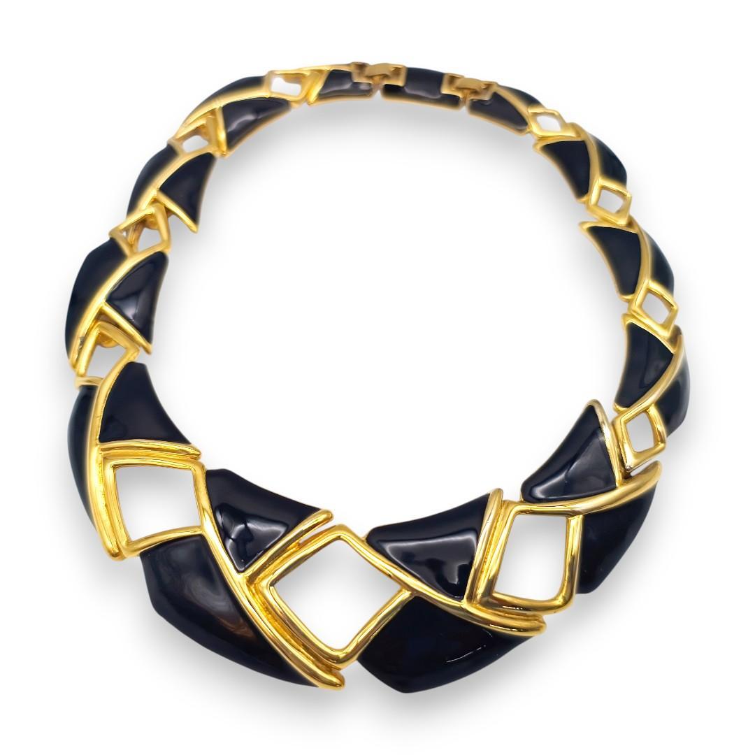 【良品】　ヴィンテージ MONET モネ Royal Necklace 黒／金