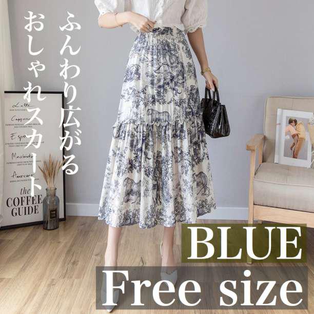 値下げ！トワルドジュイ柄 おしゃれスカート 秋服 フレアロング