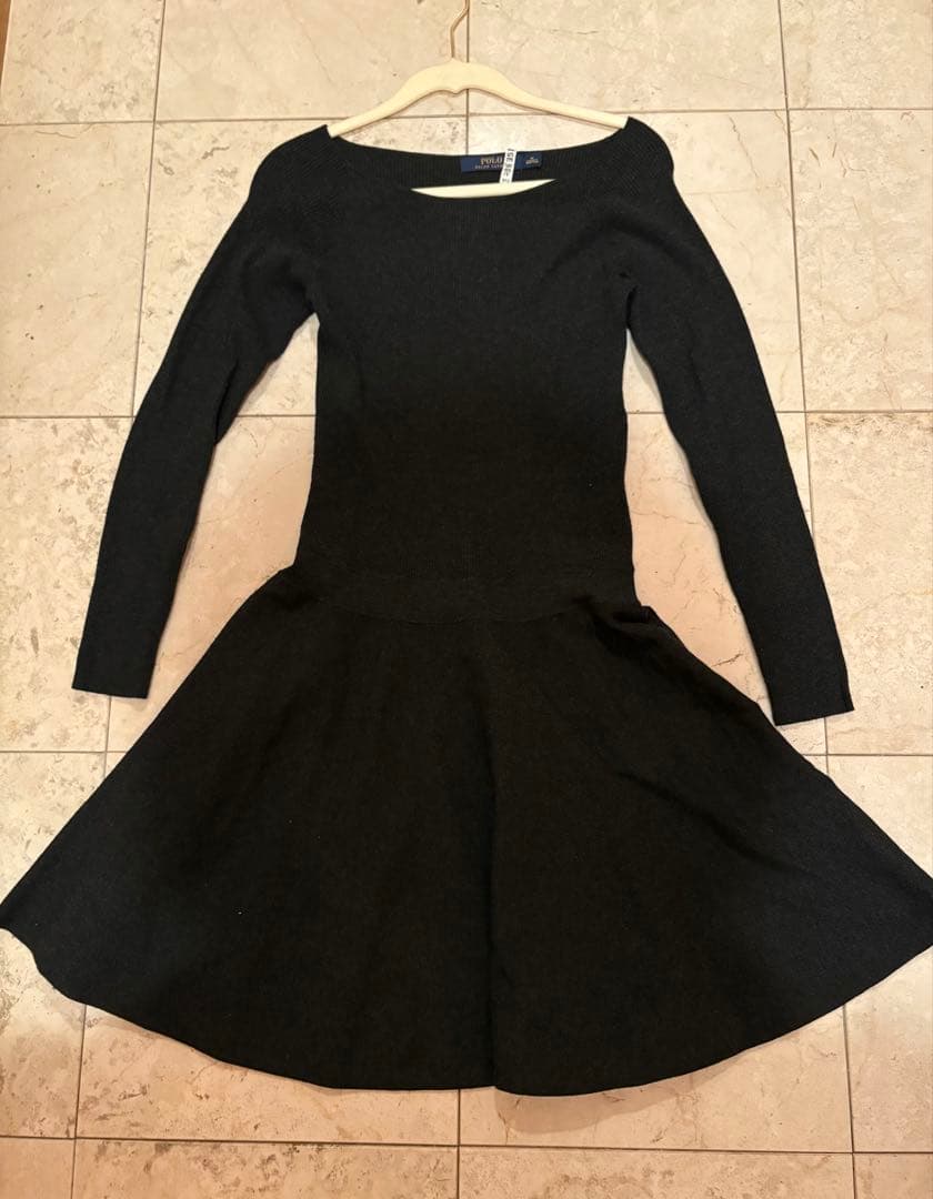 ラルフローレン　チャコールグレーニットワンピース　M