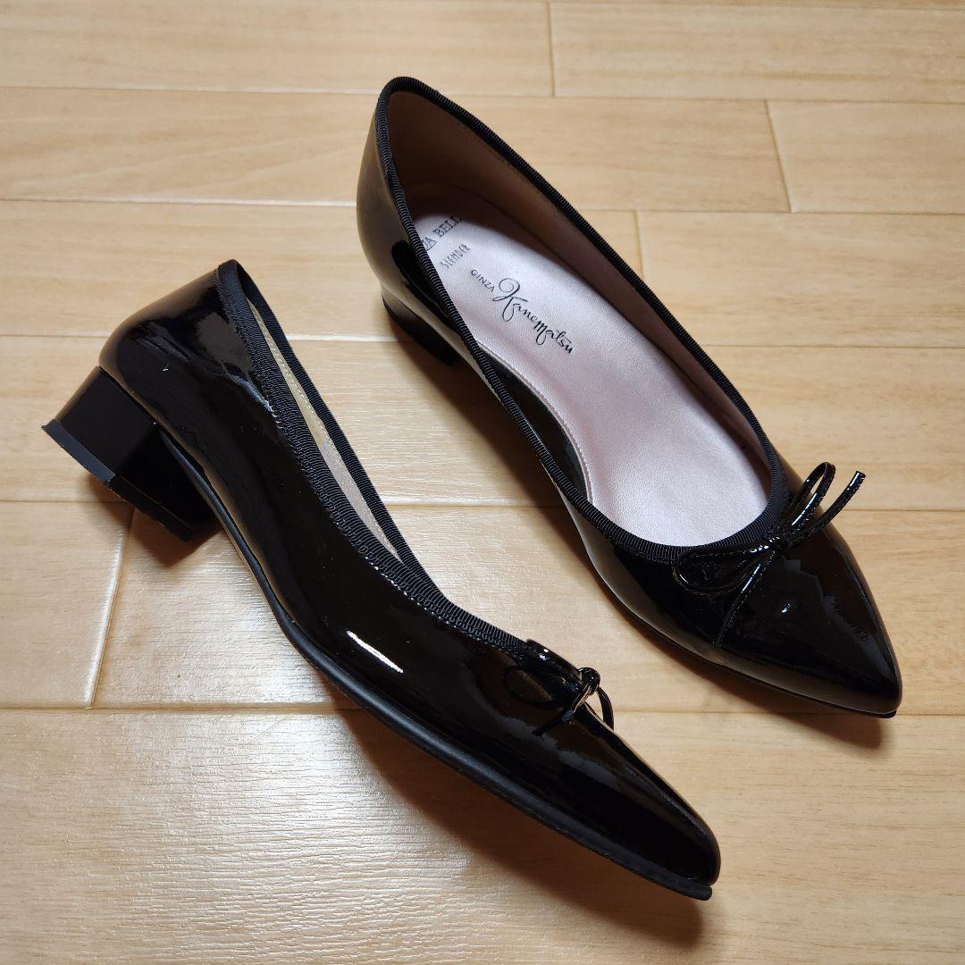 GINZA Kanematsu エナメルポイントパンプス 銀座かねまつ GINZA Kanematsu エナメル ハイヒールパンプス