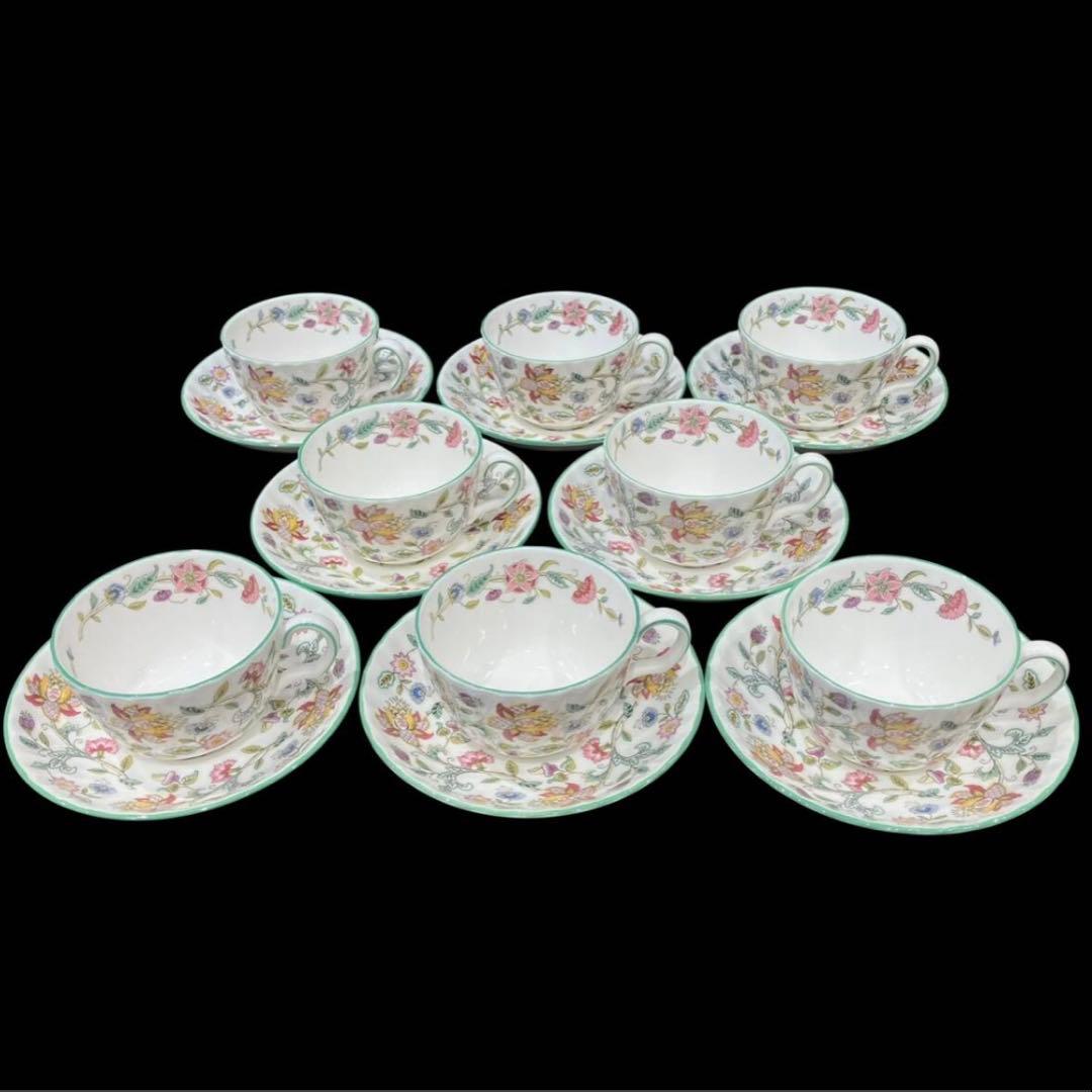 Minton ミントン ハドンホール グリーン カップ&ソーサー 8客 食器目立った傷や汚れなし