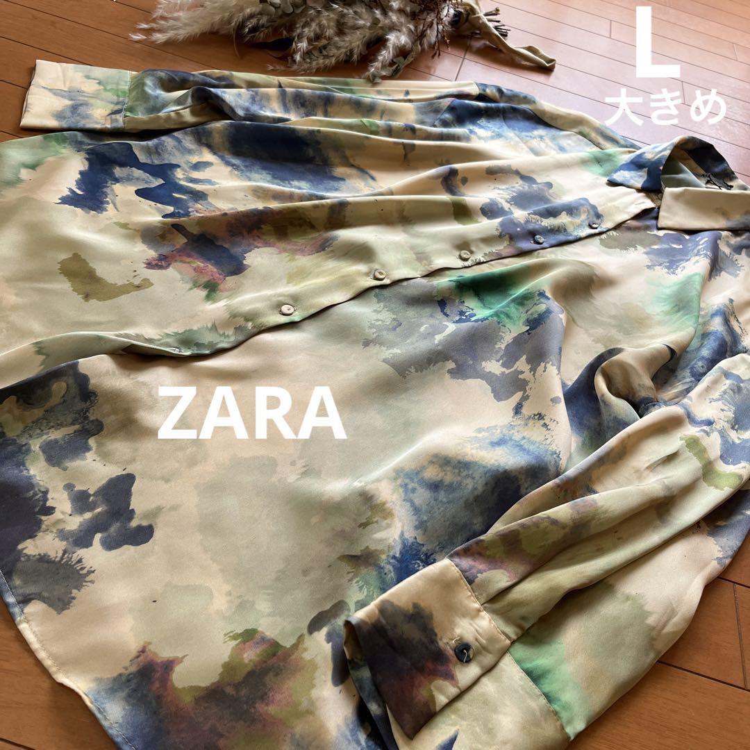 新品 ZARA プリント オーバーサイズ シャツ ドルマン 幾何学模様