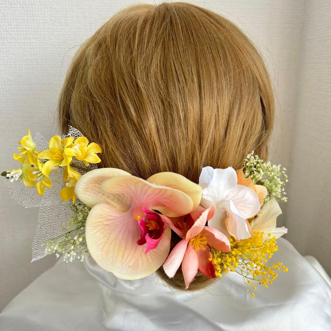 アーティフィシャルフラワー髪飾りf 成人式髪飾り　前撮り髪飾り　結婚式髪飾り