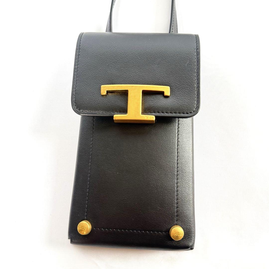 TODS トッズ Tタイムレス レザー クロスボディ ショルダーバッグ ブラック