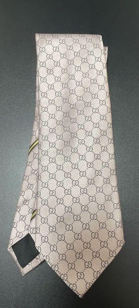 【美品】GUCCI グッチ ネクタイ GG柄 グレージュ