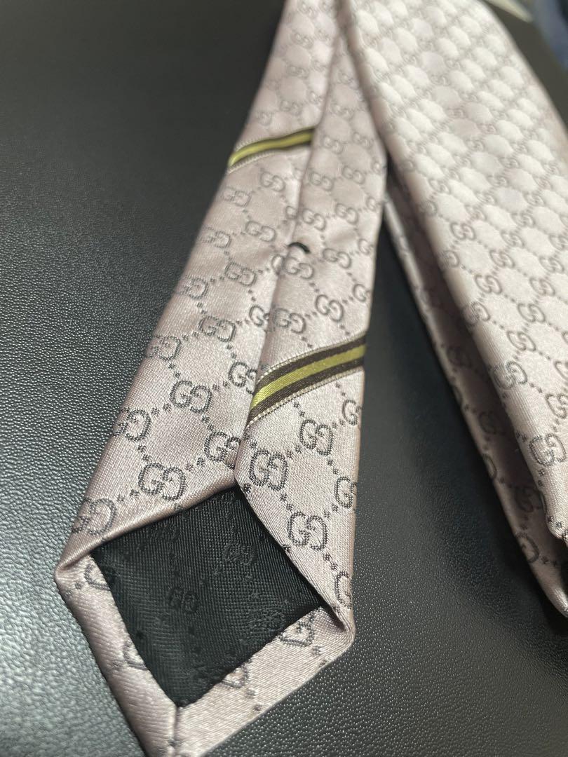 【美品】GUCCI グッチ ネクタイ GG柄 グレージュ