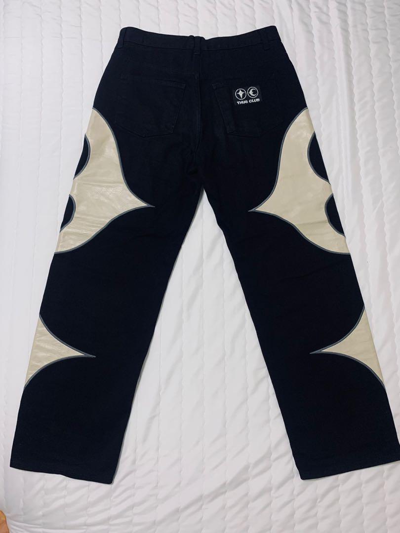 パンツ THUG CLUB TC Leather Black Denim Pants