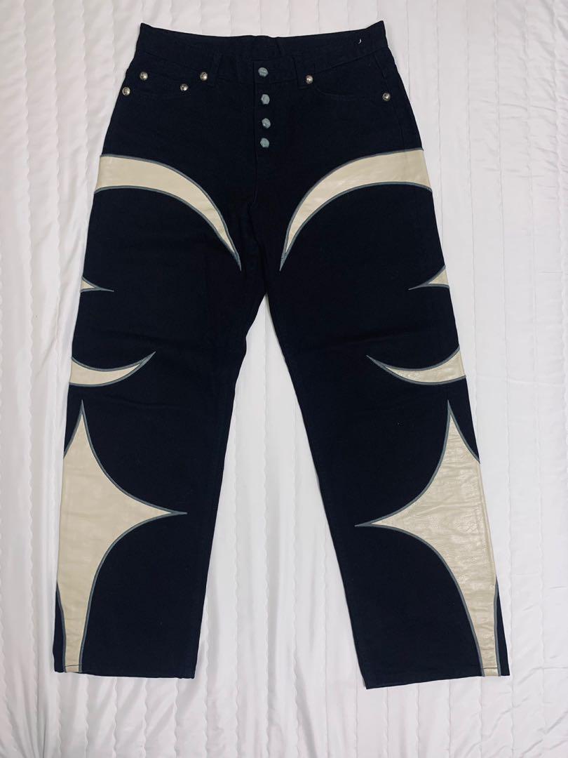 パンツ THUG CLUB TC Leather Black Denim Pants