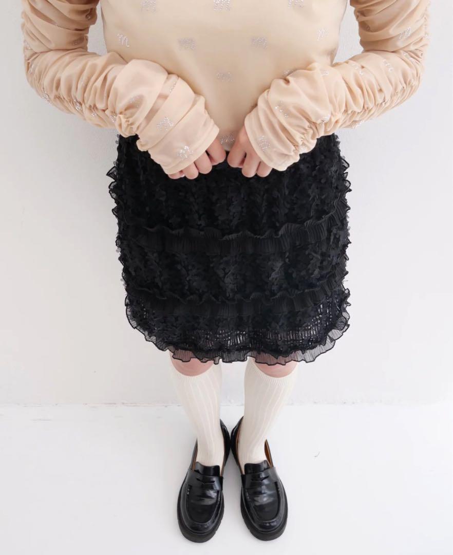 muguet lace&frill mini skirt BLACK Mサイズ