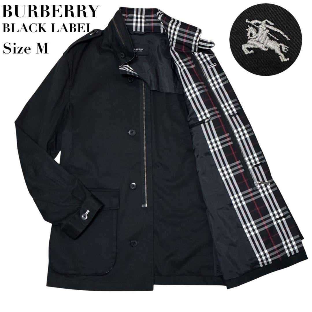 バーバリーブラックレーベル ステン コート ノヴァチェック 黒 ロゴ MM BURBERRY BLACK LABEL