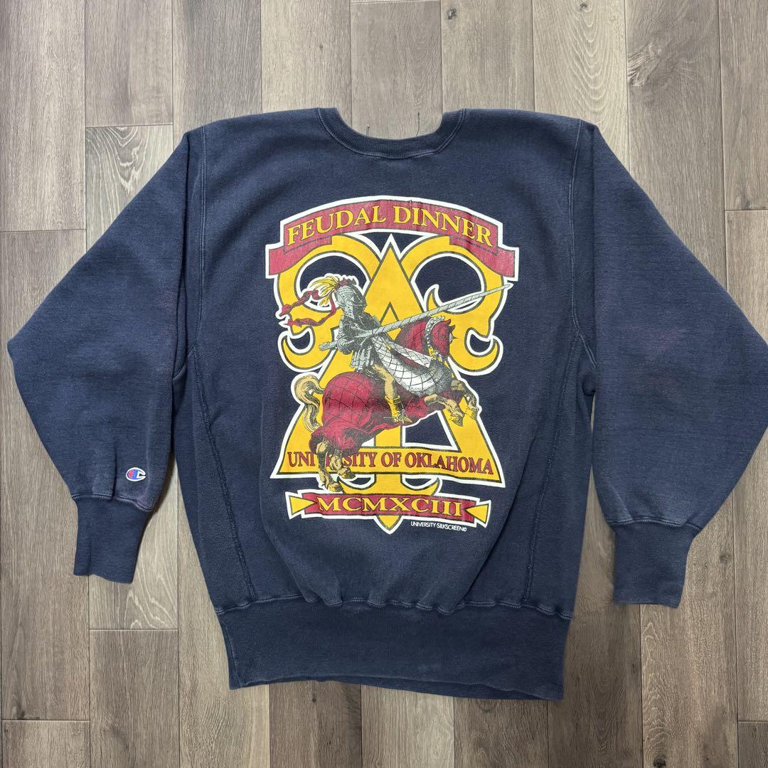 チャンピオン　オクラホマ大学　リバースウィーブ 90s USA製 champion リバースウィーブ オクラホマ大学 ネイビー