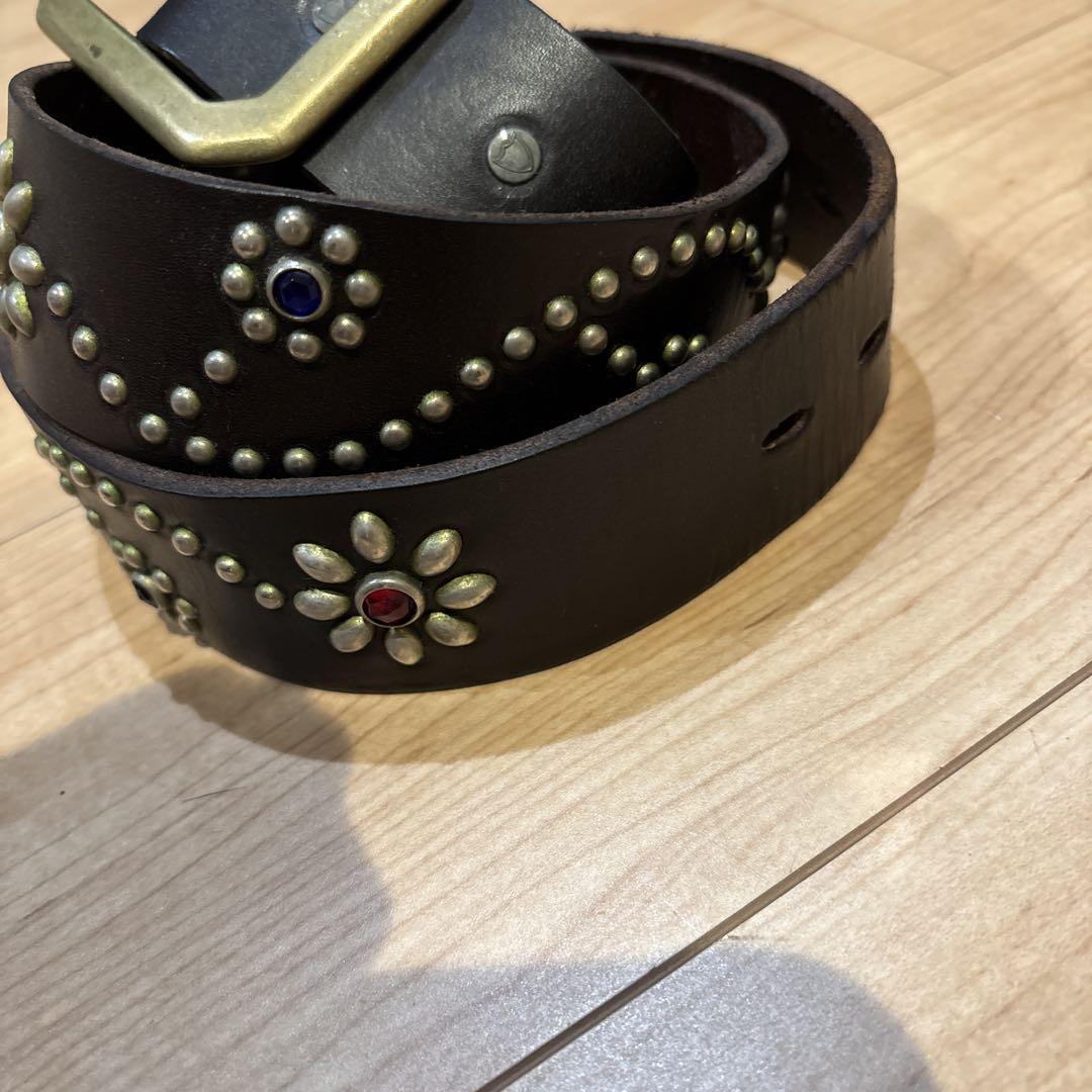 HTC レザーベルト ブラウン　カラーストーン