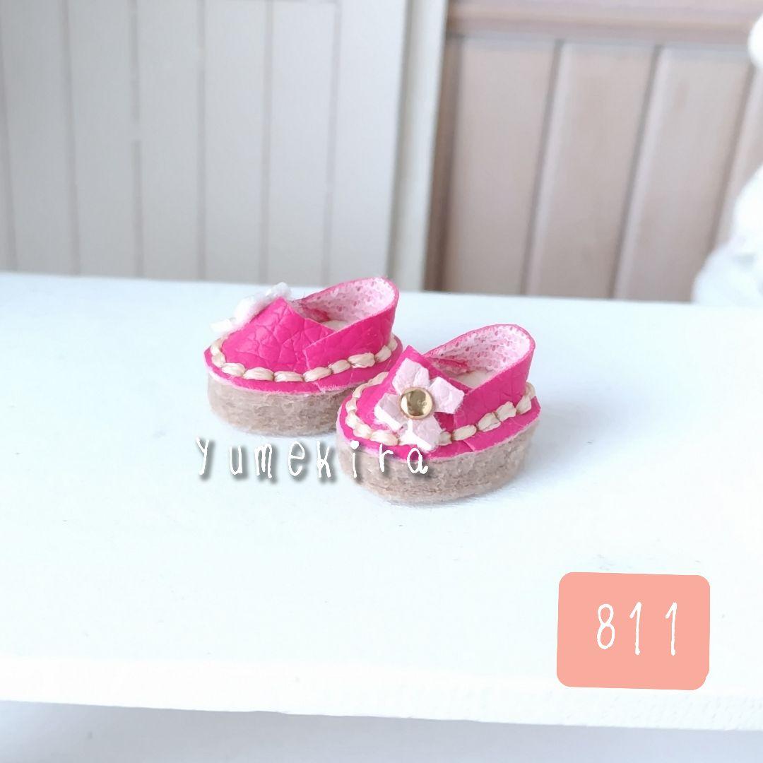 ちゃんまる工房です。プチブライスサイズの靴　ピンク色 靴 No.811 花 ピンク プチブライス プチアイシードール ミディ