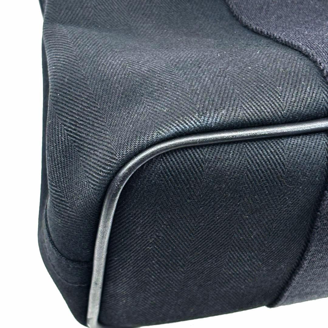 【美品】エルメス ハンドバッグ ヴァルパライソPM トワルシェブロン 黒 M48