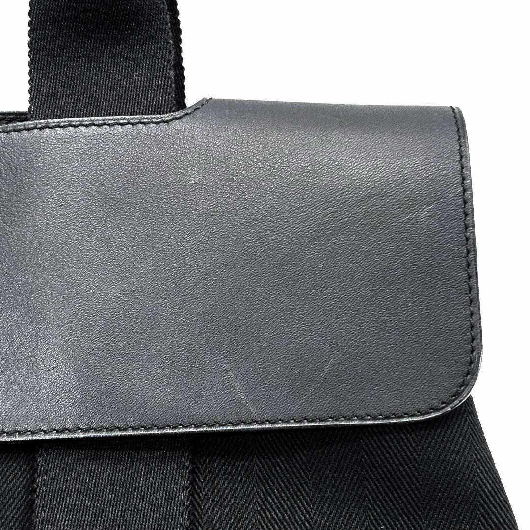 【美品】エルメス ハンドバッグ ヴァルパライソPM トワルシェブロン 黒 M48