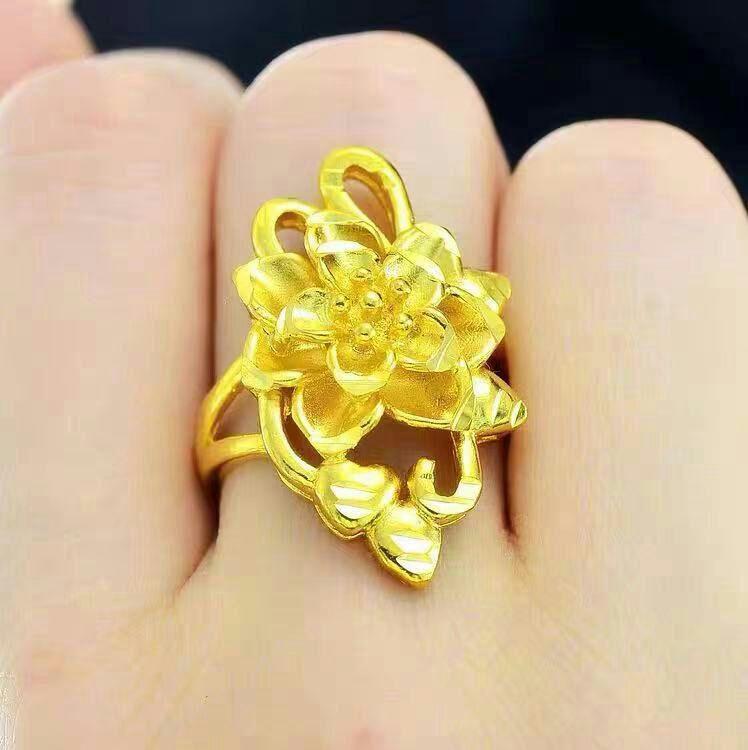 ?新品?24K金大きな花のトーテムリング女性のゴールドリング9053