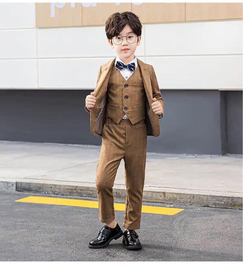 【新品】130 ブラウン　スーツ　フォーマル　キッズ　男の子　入学式　卒業式