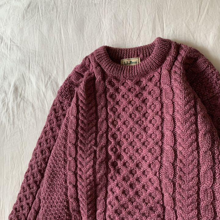 80s 珍品 希少カラー gWqQt-m64302480930 LLBean フィッシャーマンニット 人気国産