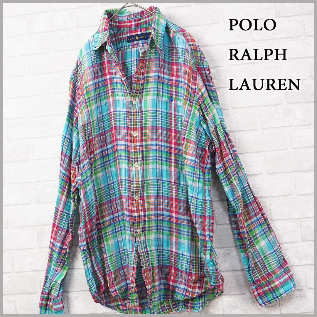 美品【Ralph Raulen】 麻100%/リネン シャツ/マドラス チェック ortaogretimtdsdernegi.com