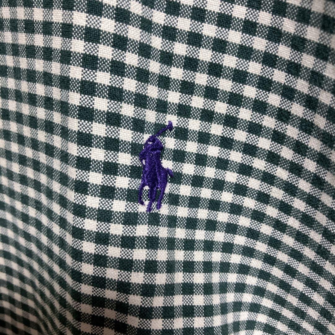 ラルフローレン　長袖シャツ　ブロックチェック　グリーン　コットン　ギンガム　XL